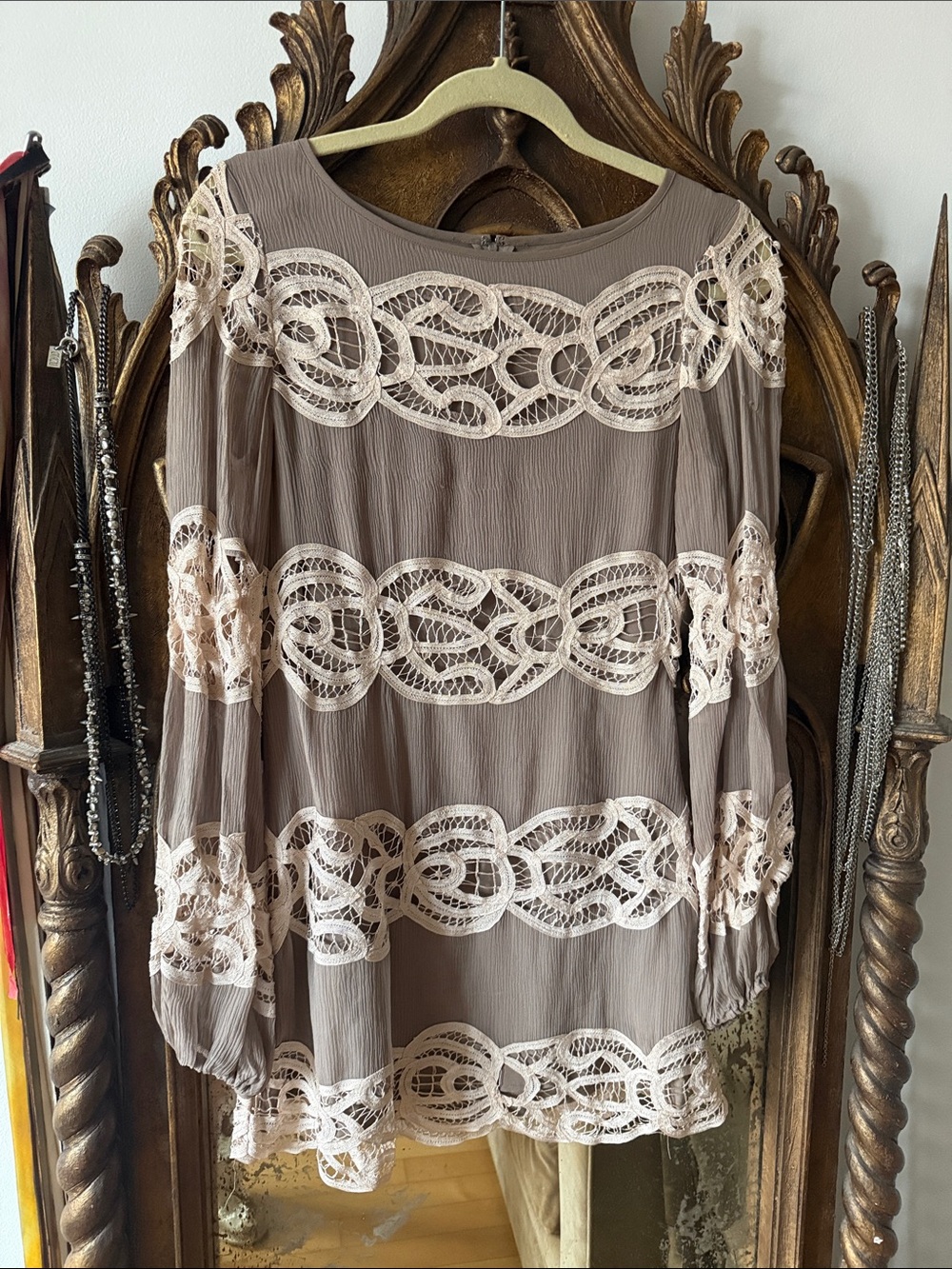Women’s silk with lace embroidery dress